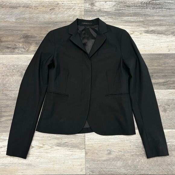 Theory Black Womens 0‎ Lined Notch Lapel Formal Business Cropped Wool Blazer USA - Picture 1 of 13